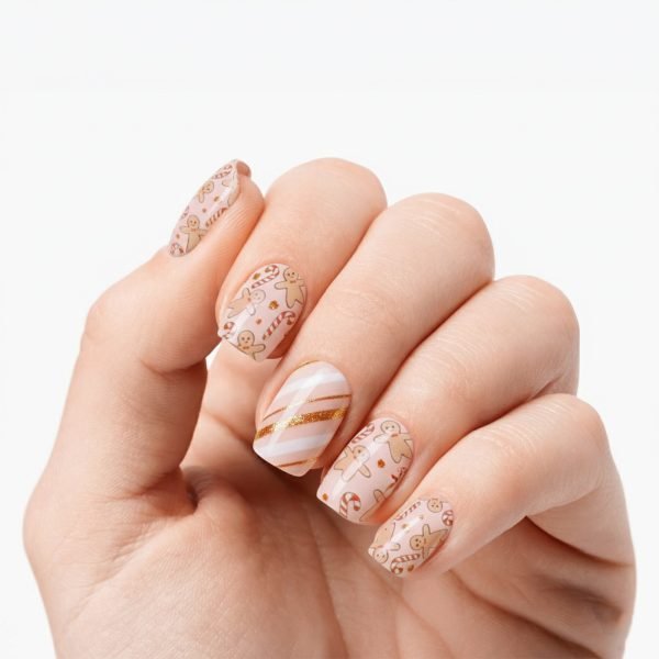 Gingerbread Swirl - Semi-Cured Gel Nail Strips Velvora