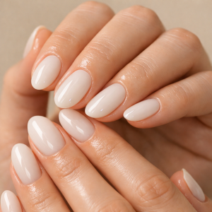Can Nail Strips Damage Your Nails? Milky white gel nail strips on healthy natural nails